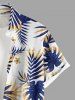 Chemise à poches boutons grande taille pour homme, imprimée de fleurs d'hibiscus et de feuilles tropicales, style hawaïen. - Blanc 5XL
