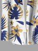 Chemise à poches boutons grande taille pour homme, imprimée de fleurs d'hibiscus et de feuilles tropicales, style hawaïen. - Blanc 5XL