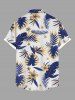 Chemise à poches boutons grande taille pour homme, imprimée de fleurs d'hibiscus et de feuilles tropicales, style hawaïen. - Blanc 5XL