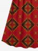 Robe débardeur trapèze à imprimé ethnique grande taille, style hawaïen, cache-cœur. - Rouge 6X