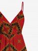 Robe débardeur trapèze à imprimé ethnique grande taille, style hawaïen, cache-cœur. - Rouge 6X