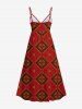 Robe débardeur trapèze à imprimé ethnique grande taille, style hawaïen, cache-cœur. - Rouge 6X
