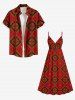 Robe débardeur trapèze à imprimé ethnique grande taille, style hawaïen, cache-cœur. - Rouge 6X