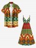 Robe débardeur trapèze à imprimé géométrique ethnique grande taille, style hawaïen, cache-cœur. - Orange Foncé 1X