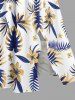 Plus Size Tropical Leaf Hibiscus Flower Print Hawaii Split Pocket A Line Midi Dress -  