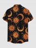 Chemise grande taille homme à imprimé soleil lune étoiles et poche boutonnée - Noir XL