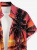 Plus Size Coconut Tree Dusk Print Hawaii Button Pocket Shirt For Men -  