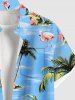 Chemise à boutons pour homme, grande taille, imprimé hawaïen, cocotiers, flamants roses et hibiscus, avec motif marin et cocotiers. - Bleu clair 6XL