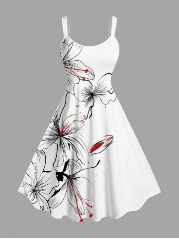 Robe débardeur hawaïenne à imprimé fleurs tropicales grande taille - WHITE - XS