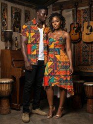African Print Ethnic Pattern Scarf Plus Size Matching Hawaii Beach Outfit For Couples -  