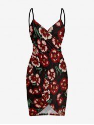 Paréo de plage convertible grande taille à imprimé floral et feuilles, style hawaïen - Noir 5X