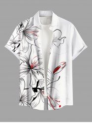 Chemise hawaïenne grande taille à imprimé fleurs tropicales, boutons et poches pour homme - Blanc S