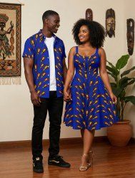 African Print Peacock Feather Plus Size Matching Hawaii Beach Outfit For Couples -  