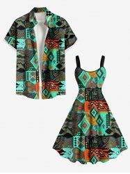 African Print Ethnic Pattern Plus Size Matching Hawaii Beach Outfit For Couples -  