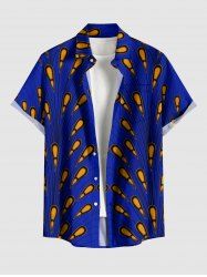 Plus Size Peacock Feather Print Hawaii Buttons Pocket Shirt For Men - Bleu 4XL