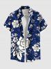 Ensemble de plage hawaïen assorti grande taille à imprimé fleurs et feuilles pour couples - Bleu Marine 
