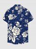 Ensemble de plage hawaïen assorti grande taille à imprimé fleurs et feuilles pour couples - Bleu Marine 