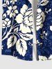 Ensemble de plage hawaïen assorti grande taille à imprimé fleurs et feuilles pour couples - Bleu Marine 