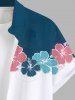 Flower Contrast Colorblock Print Plus Size Matching Hawaii Beach Outfit For Couples -  