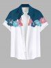 Flower Contrast Colorblock Print Plus Size Matching Hawaii Beach Outfit For Couples -  