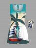 Matching Hawaii Shirt and Romper Plus Size Beach Outfit Coconut Tree Sailboat Rudder Ombre Printed for Couples -  