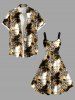 African Print Floral Leopard Colorblock Plus Size Matching Hawaii Beach Outfit For Couples -  