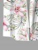 Plus Size Flowers Leaf Tropical Print Buttons Pocket Hawaii Shirt For Men -  