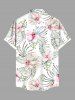 Plus Size Flowers Leaf Tropical Print Buttons Pocket Hawaii Shirt For Men -  