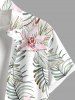 Plus Size Flowers Leaf Tropical Print Buttons Pocket Hawaii Shirt For Men -  