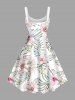 Plus Size Flowers Leaf Tropical Print Hawaii Tank Dress -  