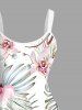 Plus Size Flowers Leaf Tropical Print Hawaii Tank Dress -  