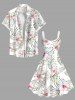 Plus Size Flowers Leaf Tropical Print Hawaii Tank Dress -  