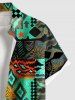 Chemise hawaïenne grande taille à motifs ethniques imprimés, boutons et poches pour hommes - Vert S