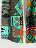 Chemise hawaïenne grande taille à motifs ethniques imprimés, boutons et poches pour hommes - Vert S