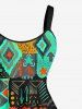 Plus Size Ethnic Pattern Print Hawaii Tank Dress -  