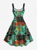 Plus Size Ethnic Pattern Print Hawaii Tank Dress -  