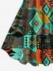 Plus Size Ethnic Pattern Print Hawaii Tank Dress -  
