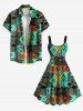Plus Size Ethnic Pattern Print Hawaii Tank Dress -  