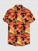 Chemise hawaïenne grande taille pour homme, imprimée de fleurs de cocotiers, avec boutons et poche. - Orange Foncé 6XL