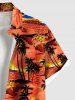 Chemise hawaïenne grande taille pour homme, imprimée de fleurs de cocotiers, avec boutons et poche. - Orange Foncé 6XL