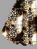Plus Size Floral Leopard Colorblock Print Hawaii Tank Dress -  