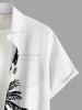 Chemise hawaïenne grande taille pour homme, imprimée de cocotiers et de paysages marins, avec poches et boutons. - Blanc 2XL