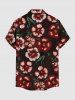 Chemise hawaïenne grande taille à imprimé floral et feuilles, boutons et poche pour homme - Noir M