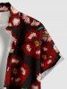 Chemise hawaïenne grande taille à imprimé floral et feuilles, boutons et poche pour homme - Noir M