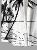 Chemise hawaïenne grande taille pour homme, imprimée de cocotiers et de paysages marins, avec poches et boutons. - Blanc 2XL