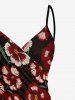Paréo de plage convertible grande taille à imprimé floral et feuilles, style hawaïen - Noir 5X