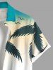 Plus Size Coconut Tree Sailboat Rudder Ombre Print Buttons Pocket Hawaii Shirt For Men -  
