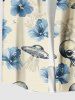 Plus Size Hibiscus Flowers Alien UFO Print Buttons Pocket Hawaii Shirt For Men -  