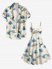 Robe débardeur hawaïenne grande taille à imprimé extraterrestre et fleurs d'hibiscus - Bleu clair XXS