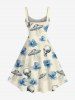 Robe débardeur hawaïenne grande taille à imprimé extraterrestre et fleurs d'hibiscus - Bleu clair 2X